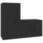 Set Mobili Porta TV 2 pz Nero in Legno Multistrato Set Mobili Porta TV 2 pz Nero in Legno Multistrato