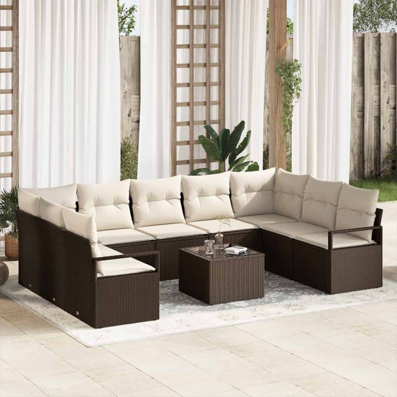 vidaXL Set Divano da Giardino 9 Pezzi con Cuscini Rattan Polietilene Grigio
