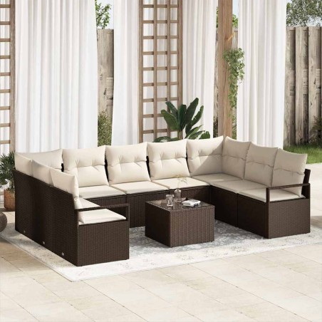 vidaXL Set Divano da Giardino 9 Pezzi con Cuscini Rattan Polietilene Grigio