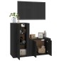 Set Mobili Porta TV 2 pz Nero in Legno Multistrato Set Mobili Porta TV 2 pz Nero in Legno Multistrato