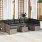 vidaXL Set di Divani da Giardino 9 Pezzi con Cuscini Neri in Rattan Sintetico