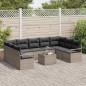 vidaXL Set di Divani da Giardino 9 Pezzi con Cuscini Neri in Rattan Sintetico