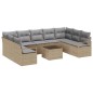 vidaXL Set di Sofà da Giardino da 10 Pezzi con Cuscini Neri in Polyrattan
