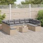 vidaXL Set di Sofà da Giardino da 10 Pezzi con Cuscini Neri in Polyrattan