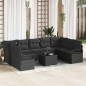 vidaXL Set di divani da giardino in 10 pezzi con cuscini beige in rattan sintetico.