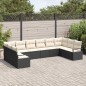 vidaXL Set di divano da giardino da 10 pezzi con cuscini in polirattan nero