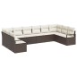 vidaXL Set di divani da giardino da 10 pezzi con cuscini in rattan sintetico marrone.