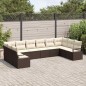 vidaXL Set di divani da giardino da 10 pezzi con cuscini in rattan sintetico marrone.