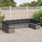 vidaXL Set di divani da giardino 10 pezzi con cuscini grigi in rattan sintetico.