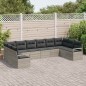vidaXL Set giardino 10 pezzi con cuscini in rattan modulare grigio chiaro