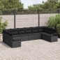 vidaXL Set di divani da giardino vitaXL da 10 pezzi con cuscini neri in rattan sintetico
