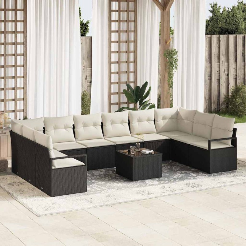vidaXL Set di divani da giardino da 10 pezzi con cuscini in rattan sintetico marrone