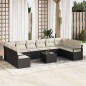 vidaXL Set di divani da giardino da 10 pezzi con cuscini in rattan sintetico marrone