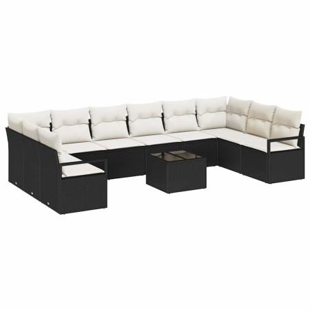 vidaXL Set di divani da giardino da 10 pezzi con cuscini in rattan sintetico marrone