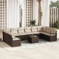 vidaXL Set di divani da giardino da 10 pezzi con cuscini in polirattan grigio