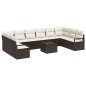 vidaXL Set di divani da giardino da 10 pezzi con cuscini in polirattan grigio