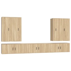 Set di Mobili Porta TV 7 pz Rovere Sonoma in Legno Multistrato