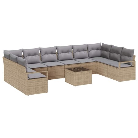 vidaXL Set Divano da Giardino 11 Pezzi con Cuscini in Rattan Sintetico Nero