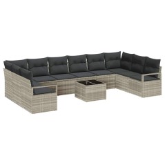 vidaXL Set di Mobili da Giardino 11 Pezzi con Cuscini in Rattan Grigio
