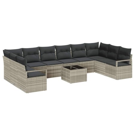 vidaXL Set di Mobili da Giardino 11 Pezzi con Cuscini in Rattan Grigio