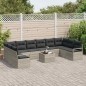 vidaXL Set di Mobili da Giardino 11 Pezzi con Cuscini in Rattan Grigio