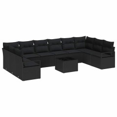 vidaXL Set di Divani da Giardino 11 Pezzi con Cuscini Beige in Rattan Sintetico.