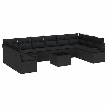 vidaXL Set di Divani da Giardino 11 Pezzi con Cuscini Beige in Rattan Sintetico.