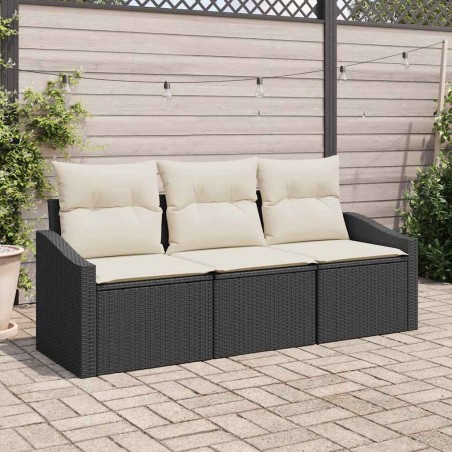 vidaXL Set da giardino 3 pezzi con cuscini in rattan sintetico nero