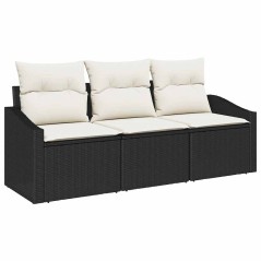 vidaXL Set da giardino 3 pezzi con cuscini in rattan sintetico nero