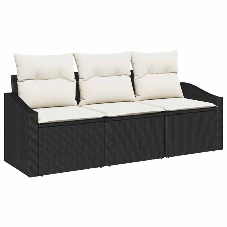 vidaXL Set da giardino 3 pezzi con cuscini in rattan sintetico nero