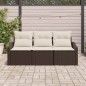 vidaXL Set divano da giardino 3 pezzi con cuscini marroni in rattan sintetico