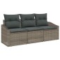 vidaXL Set da giardino in polirattan grigio, 3 pezzi con cuscini