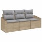 vidaXL Set da divano da giardino 3 pezzi con cuscini beige in rattan sintetico