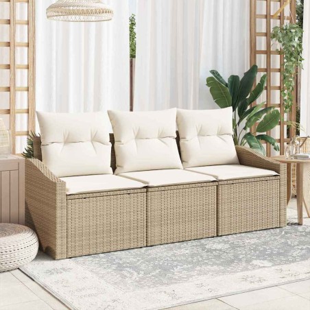 vidaXL Set da giardino 3 pezzi con cuscini beige in rattan sintetico