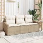 vidaXL Set da giardino 3 pezzi con cuscini beige in rattan sintetico