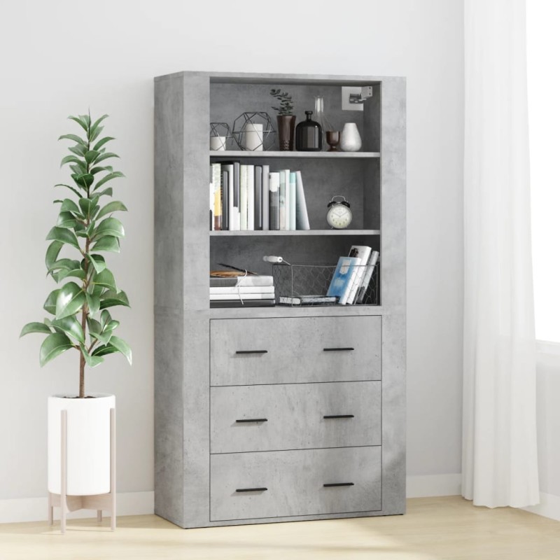 Credenza Grigio Cemento in Legno Multistrato Credenza Grigio Cemento in Legno Multistrato