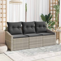 vidaXL Set Giardino 3 Pezzi con Cuscini Grigio Chiaro in Polyrattan