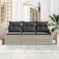 vidaXL Set Giardino 3 Pezzi con Cuscini Grigio Chiaro in Polyrattan