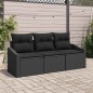 vidaXL Set divano da giardino 3 pezzi con cuscini vitaXL in rattan sintetico nero vidaXL Set divano da giardino 3 pezzi con cuscini vitaXL in rattan sintetico nero