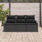 vidaXL Set divano da giardino 3 pezzi con cuscini vitaXL in rattan sintetico nero vidaXL Set divano da giardino 3 pezzi con cuscini vitaXL in rattan sintetico nero