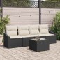 vidaXL Set Divano da Giardino 5 Pezzi con Cuscini Neri in Rattan Sintetico
