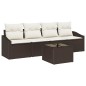 vidaXL Set Divano da Giardino a 5 pezzi con Cuscini Marrone Polirattan