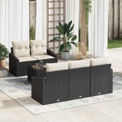 vidaXL Set di Divani da Giardino in 6 Pezzi con Cuscini Nero Rattan Sintetico
