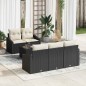 vidaXL Set di Divani da Giardino in 6 Pezzi con Cuscini Nero Rattan Sintetico