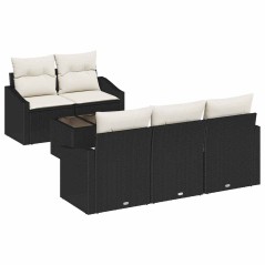 vidaXL Set di Divani da Giardino in 6 Pezzi con Cuscini Nero Rattan Sintetico