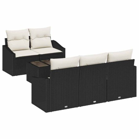 vidaXL Set di Divani da Giardino in 6 Pezzi con Cuscini Nero Rattan Sintetico