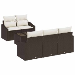 vidaXL Set di Divani da Giardino in 6 Pezzi con Cuscini Marrone Polyrattan