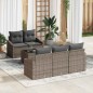 vidaXL Set Divani Giardino Cuscini 6 Pezzi Grigio Rattan Polietilene