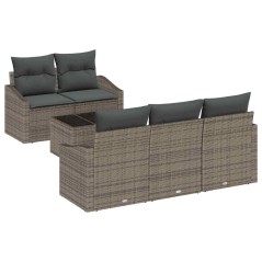 vidaXL Set Divani Giardino Cuscini 6 Pezzi Grigio Rattan Polietilene
