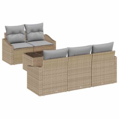 vidaXL Set Divani Giardino 6 Pezzi con Cuscini Beige in Rattan Polimerico